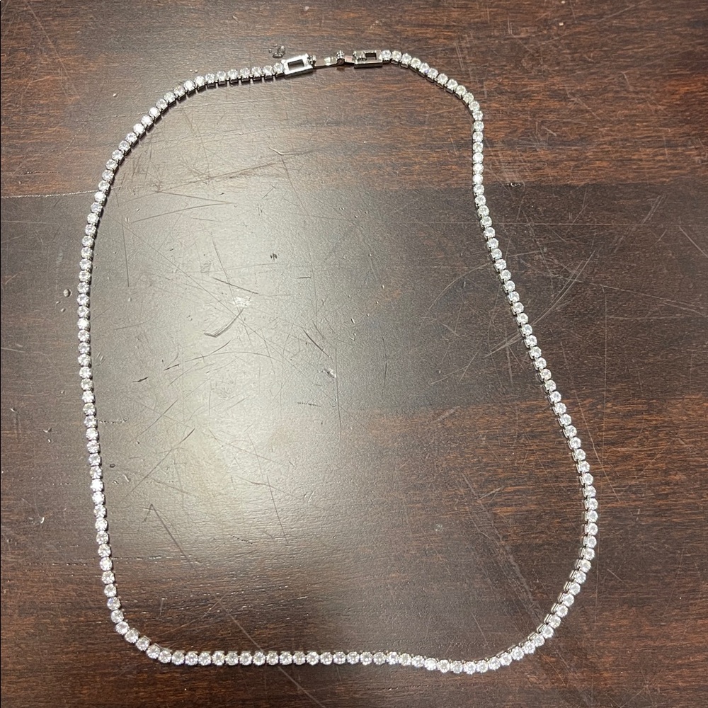 Sterling Silver Tennis Necklace for Women 17” - Picture 3 of 6